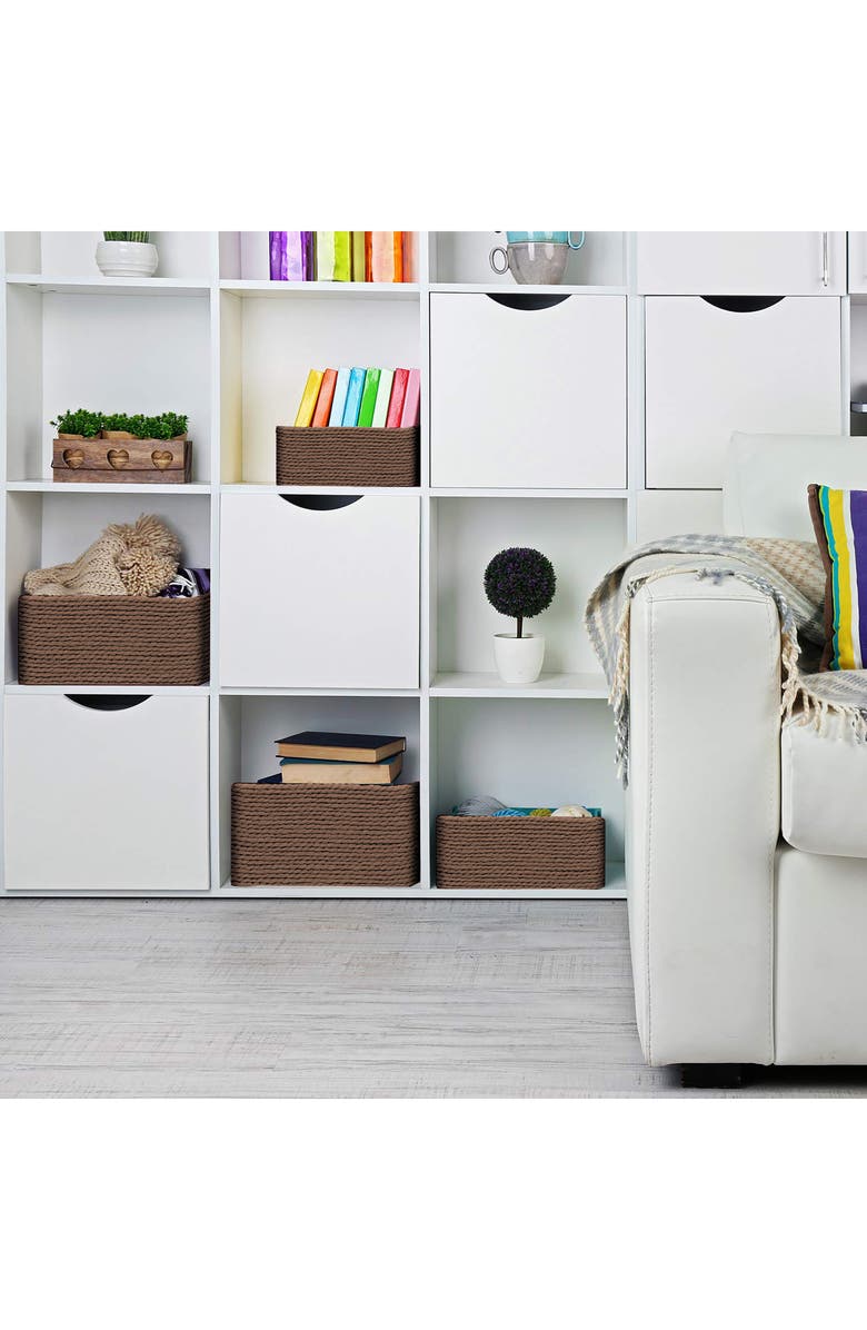 SORBUS Set of 4 Woven Rope Baskets, Alternate, color, Chocolate