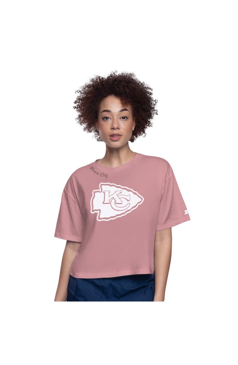 STARTER Women's Starter Pink Kansas City Chiefs Play the Ball Boxy Cropped T-Shirt, Alternate, color, Pink