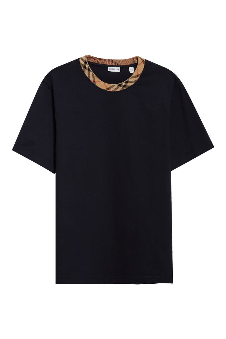 Ryan Check Trim T-Shirt, Alternate, color, NAVY