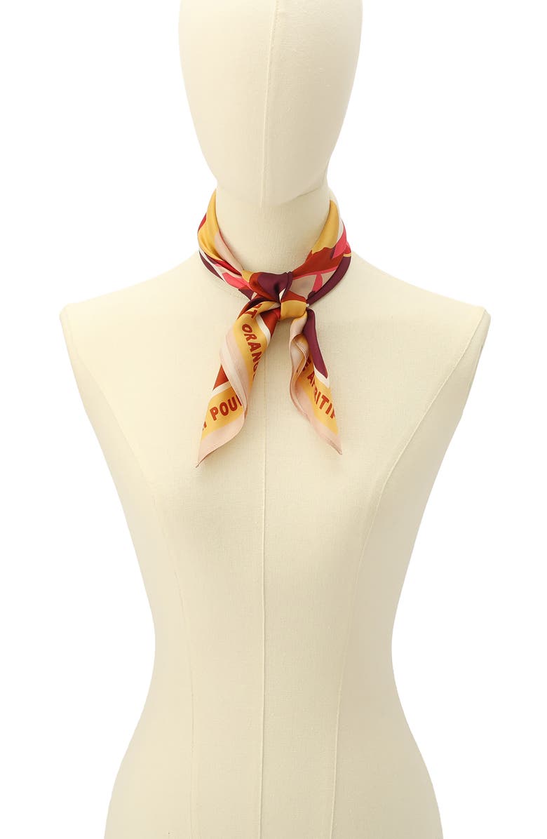 Kate Spade New York italian bitter silk bandana, Alternate, color, Brown Multi