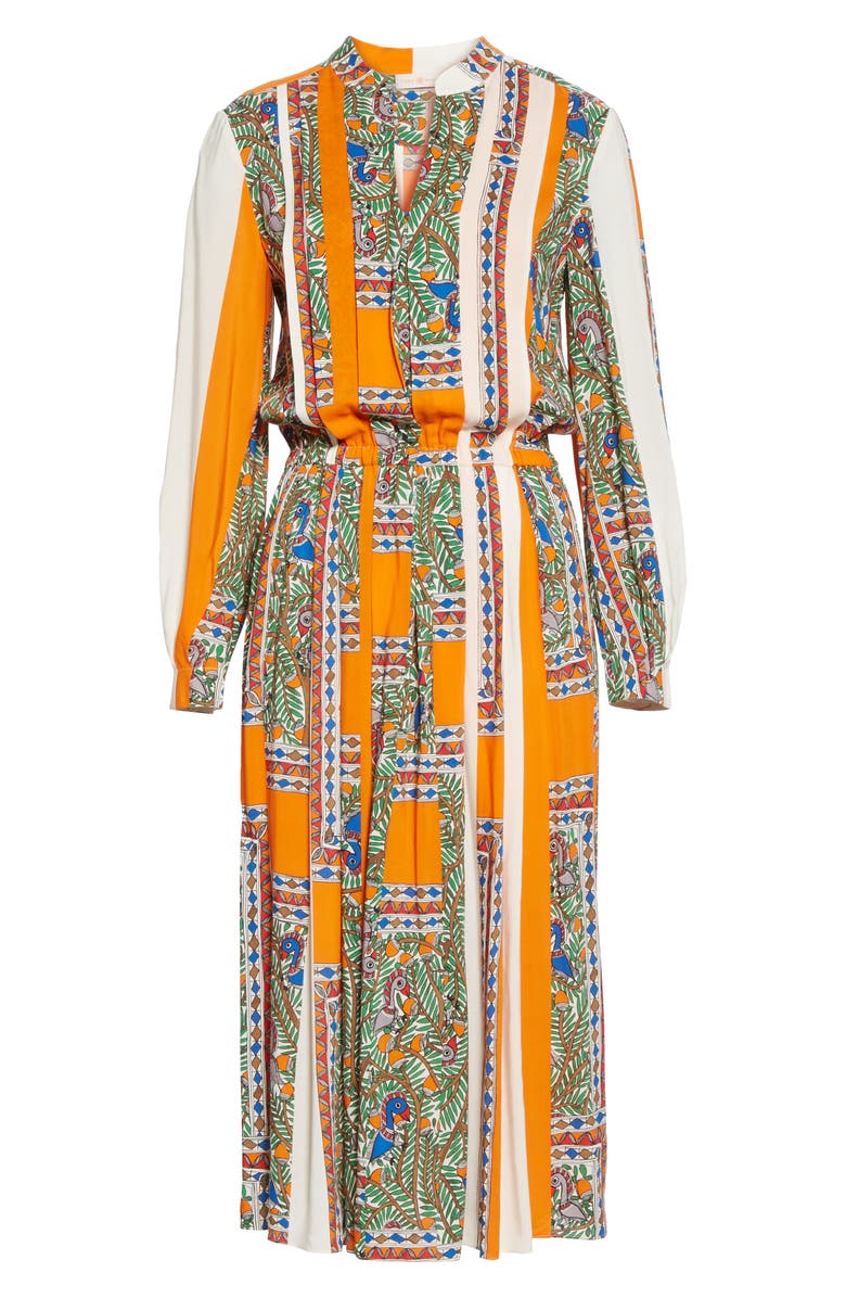 Tory Burch Long Sleeve Print Midi Dress, Alternate, color, 