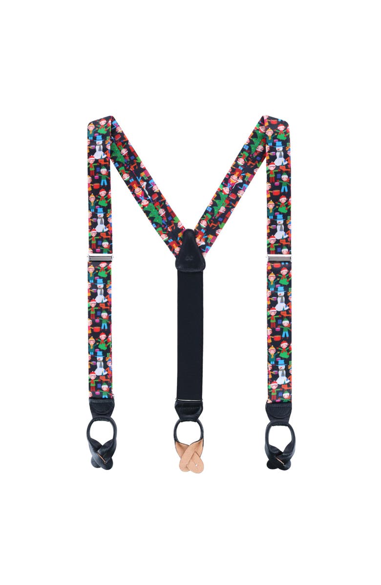 Trafalgar Happy Holidays Children's Gift Exchange Silk Button End Suspenders, Alternate, color, Multiple Colors