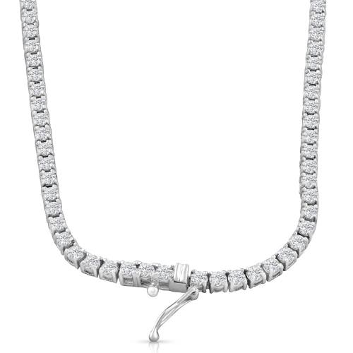 Bliss Diamond Huge 23 Ct Moissanite Tennis Necklace 14k Gold 16.5 In 14k White Gold