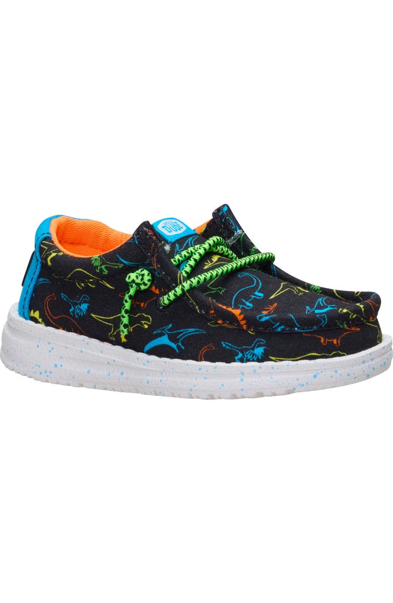 Hey Dude Kids' Wally Dinoworld Slip-On, Main, color, Black/ Neon Multi