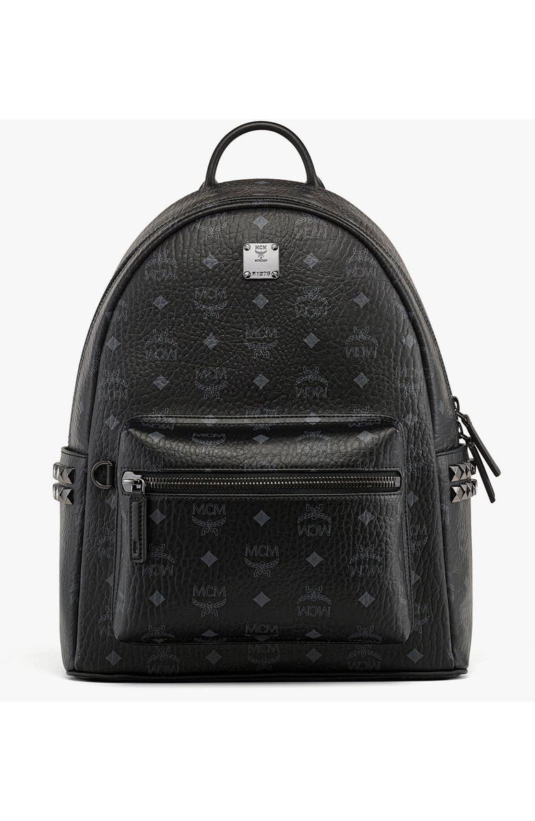 MCM Small Stark Side Studs Backpack in Visetos, Main, color, Black
