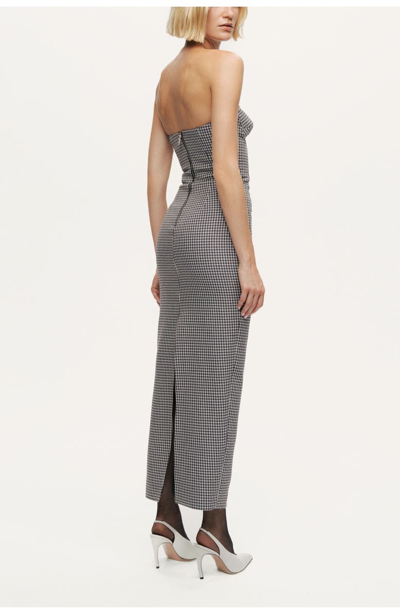 Nocturne Sweetheart Neckline Strapless Checked Midi Dress, Alternate, color, Multi-Colored
