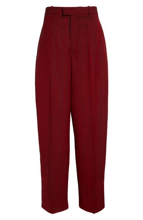 Bottega Veneta High Waist Wide-leg Wool Blend Trousers In Red/grey Melange