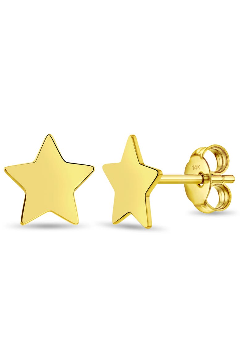 14k Polished Star Little Earrings, Main, color, Gold