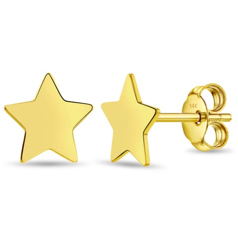 14k Polished Star Little Earrings