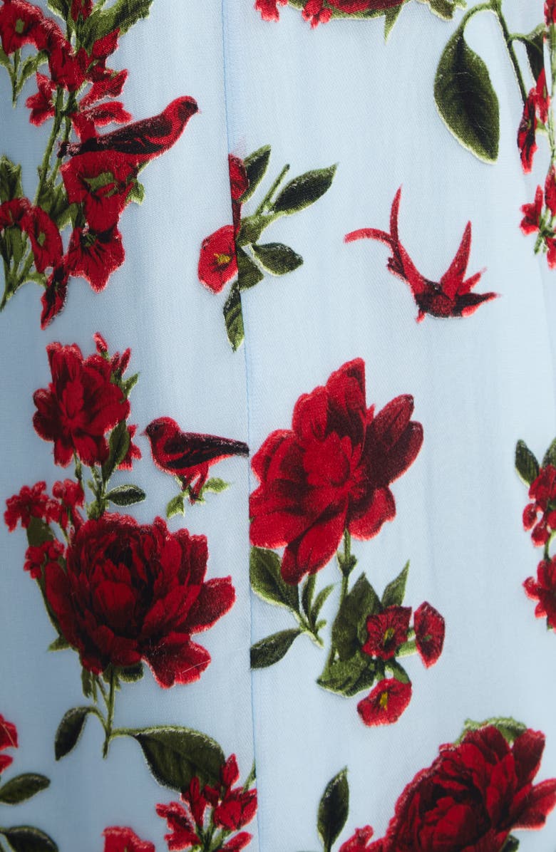 Alice + Olivia Tara Ruffle Tie Back Maxi Dress, Alternate, color, American Beauty Carolina Blue