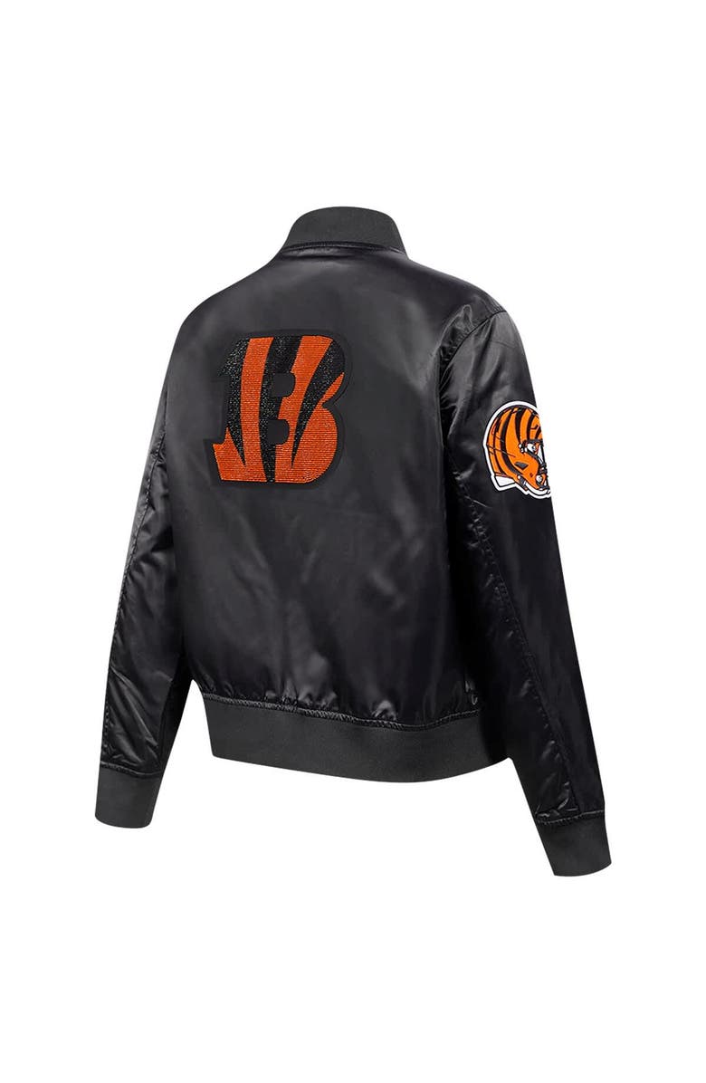 PRO STANDARD Women's Pro Standard Black Cincinnati Bengals Jeweled Satin Full-Snap Jacket, Alternate, color, Black