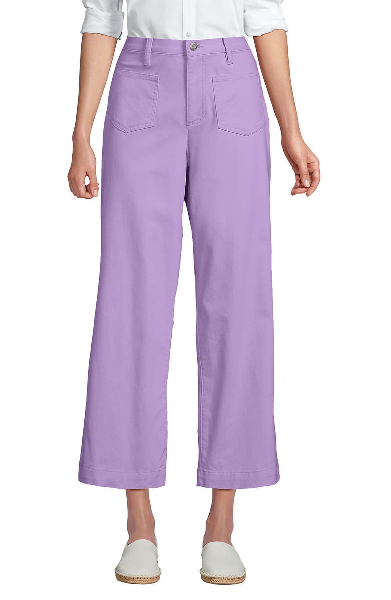 Lands' End High Rise Patch Pocket Chino Crop Pants, Main, color, Lilac Petal