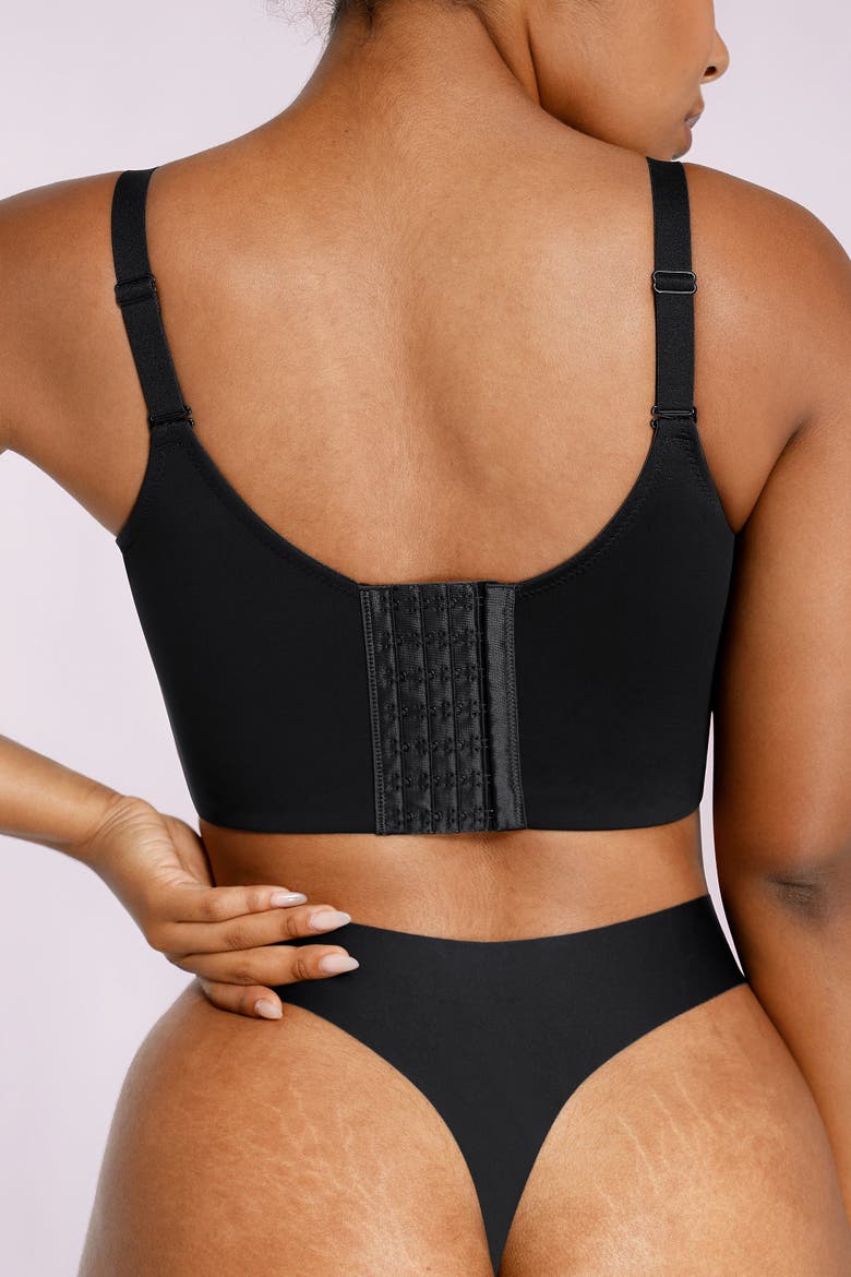 Underwire Push-Up Longline Back Smoothing T-Shirt Bra, Alternate, color, Black