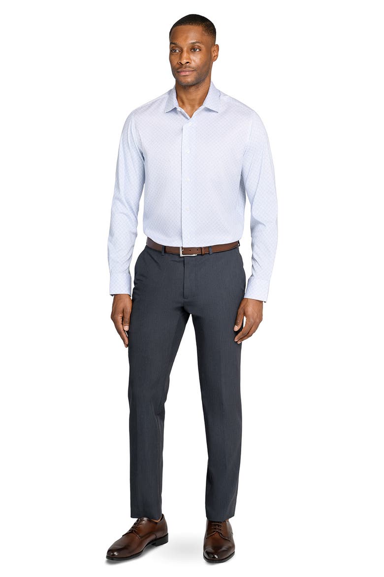 Cross Geo Print Reworked Dress Shirt, Alternate, color, WHITE/ BLUE