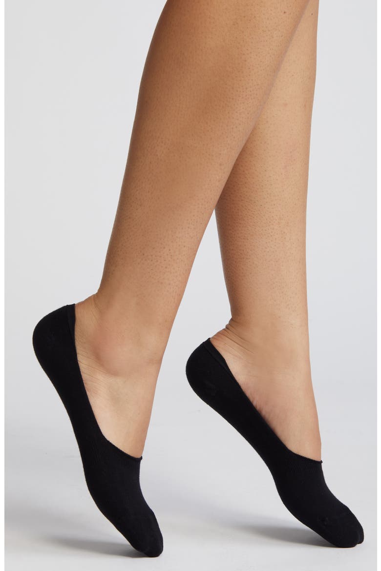Cotton Blend No-Show Socks, Main, color, BLACK