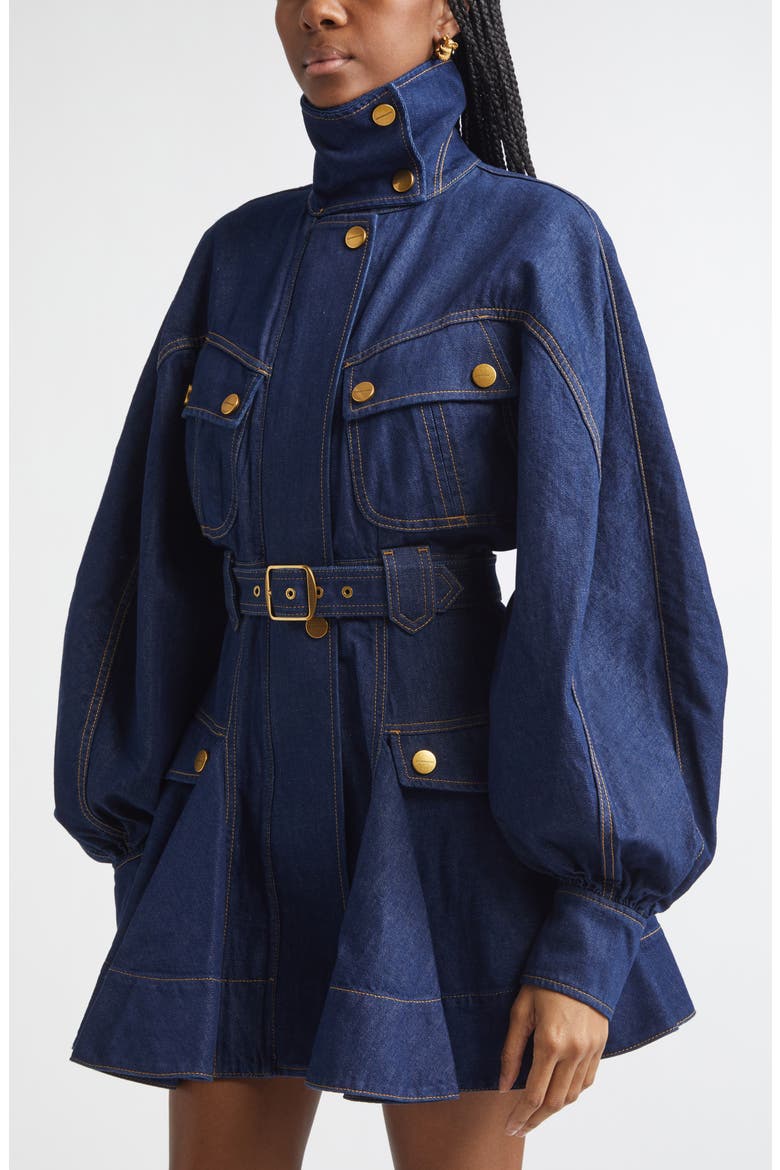 Kindred Spirit Luna Long Sleeve Denim Utility Minidress, Alternate, color, HARBOUR BLUE