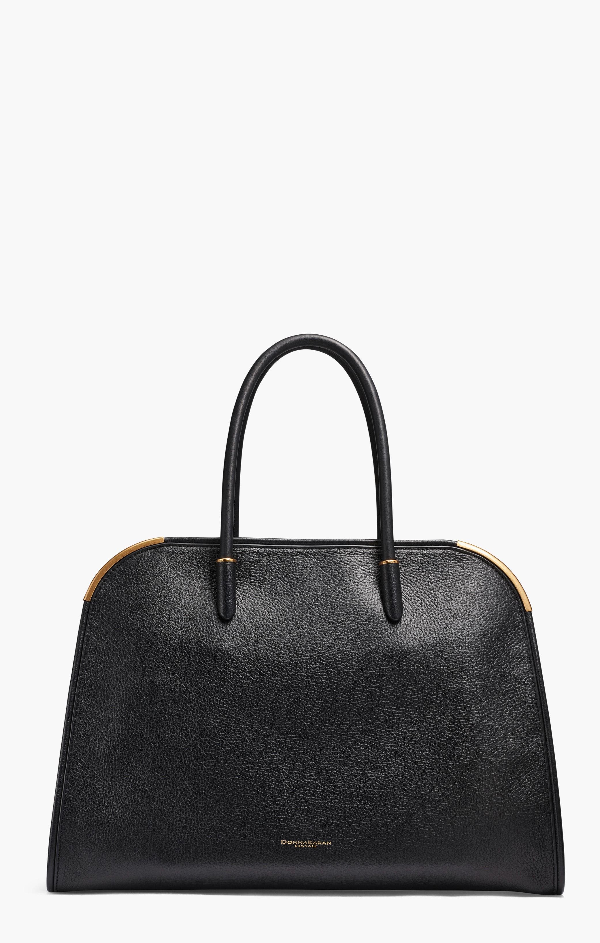 Donna Karan New York Satin Oversized Tote, Main, color, Black/Gold