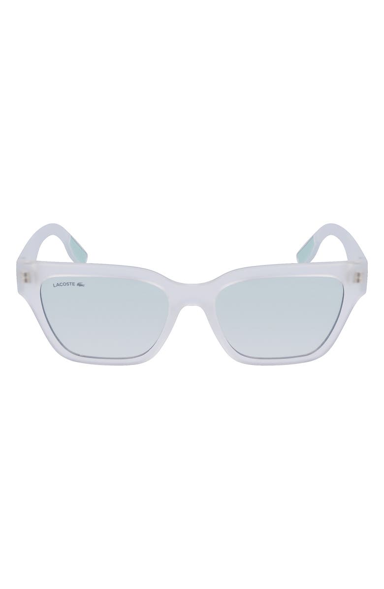 Lacoste 53mm Rectangular Sunglasses, Main, color, Matte Crystal