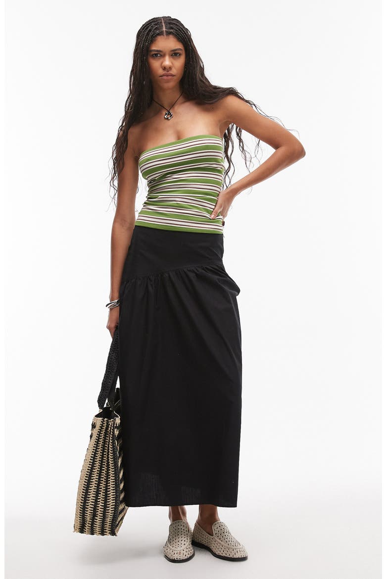 Cotton Poplin Maxi Skirt, Main, color, BLACK