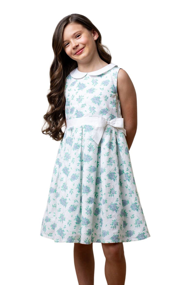 Girls' Linen Tea Dress, Toddler, Alternate, color, Coastal Cottage Floral
