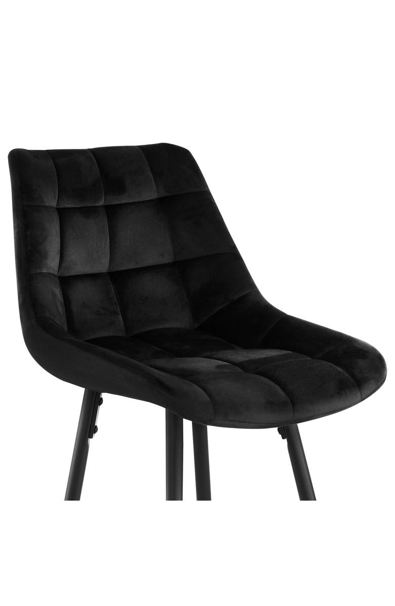 Elama 2 Piece Velvet Tufted Bar Chair with Metal Legs, Alternate, color, Black
