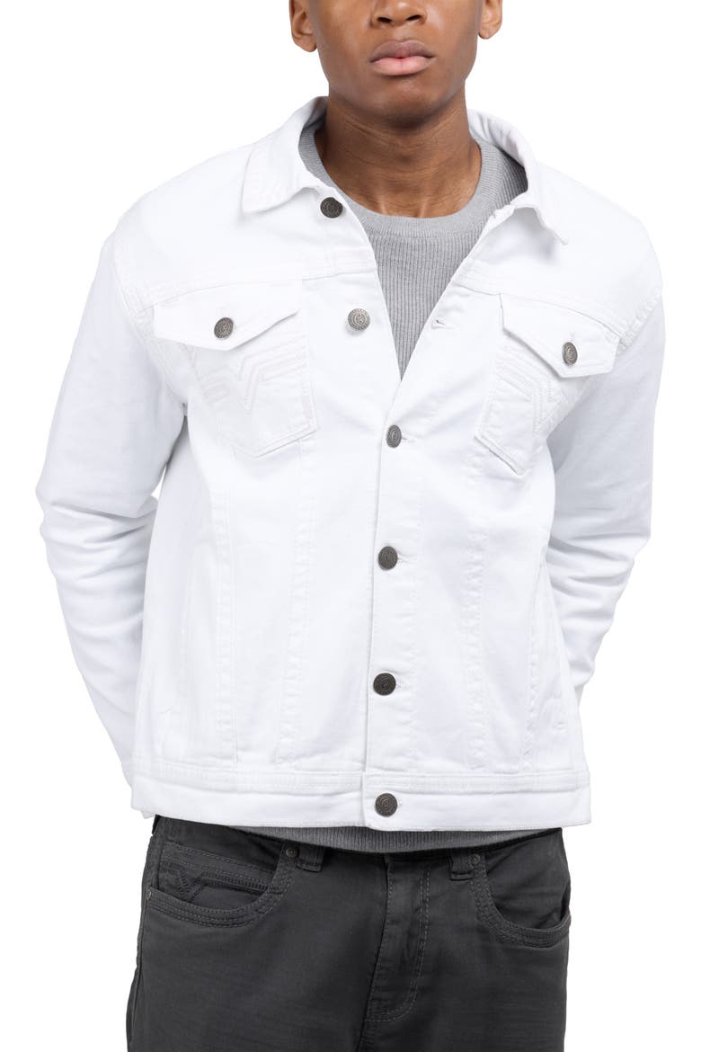 Saddle Stitch Denim Jacket, Alternate, color, WHITE