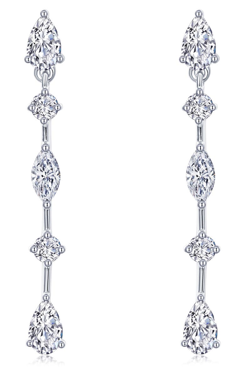 Simulated Diamond Linear Drop Earrings, Main, color, WHITE