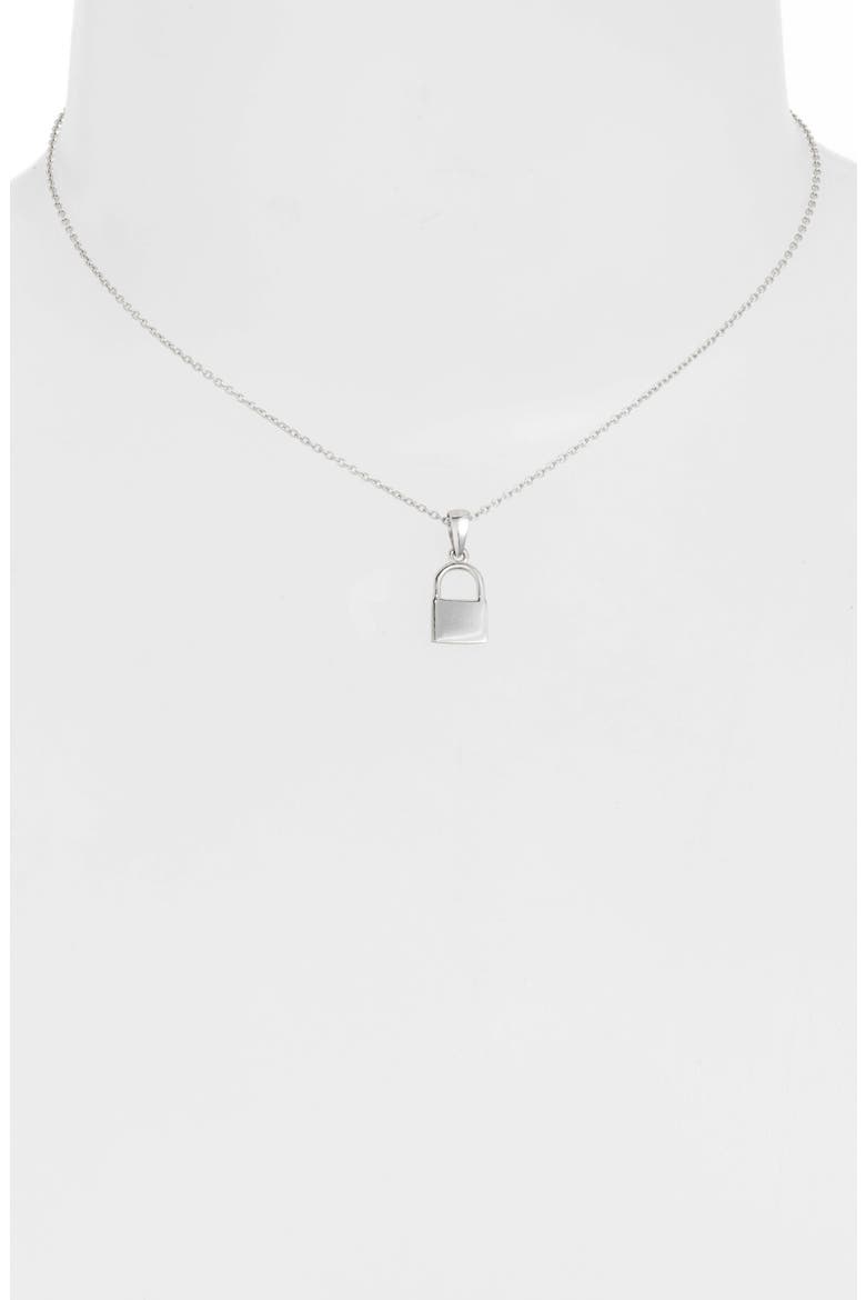 Adina’s Jewels Mini Lock Pendant Necklace, Alternate, color, SILVER