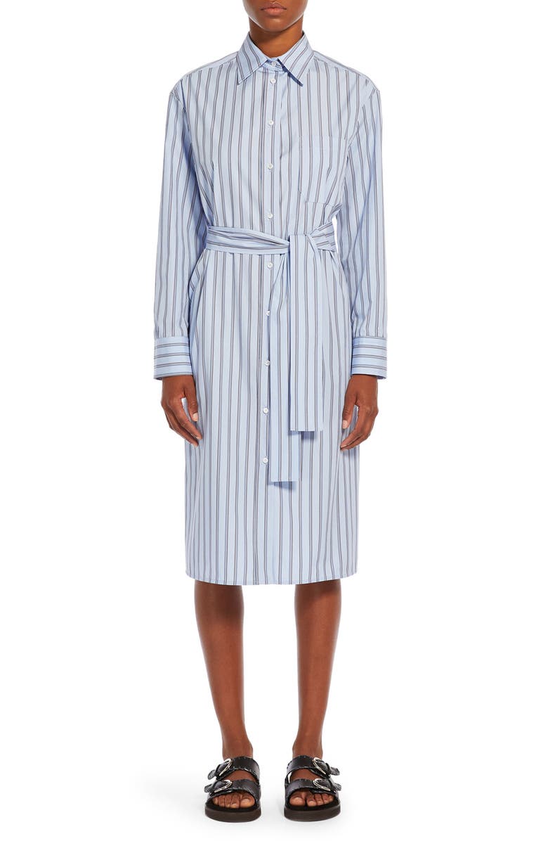 Weekend Max Mara Edipo Stripe Tie Waist Long Sleeve Shirtdress, Main, color, 