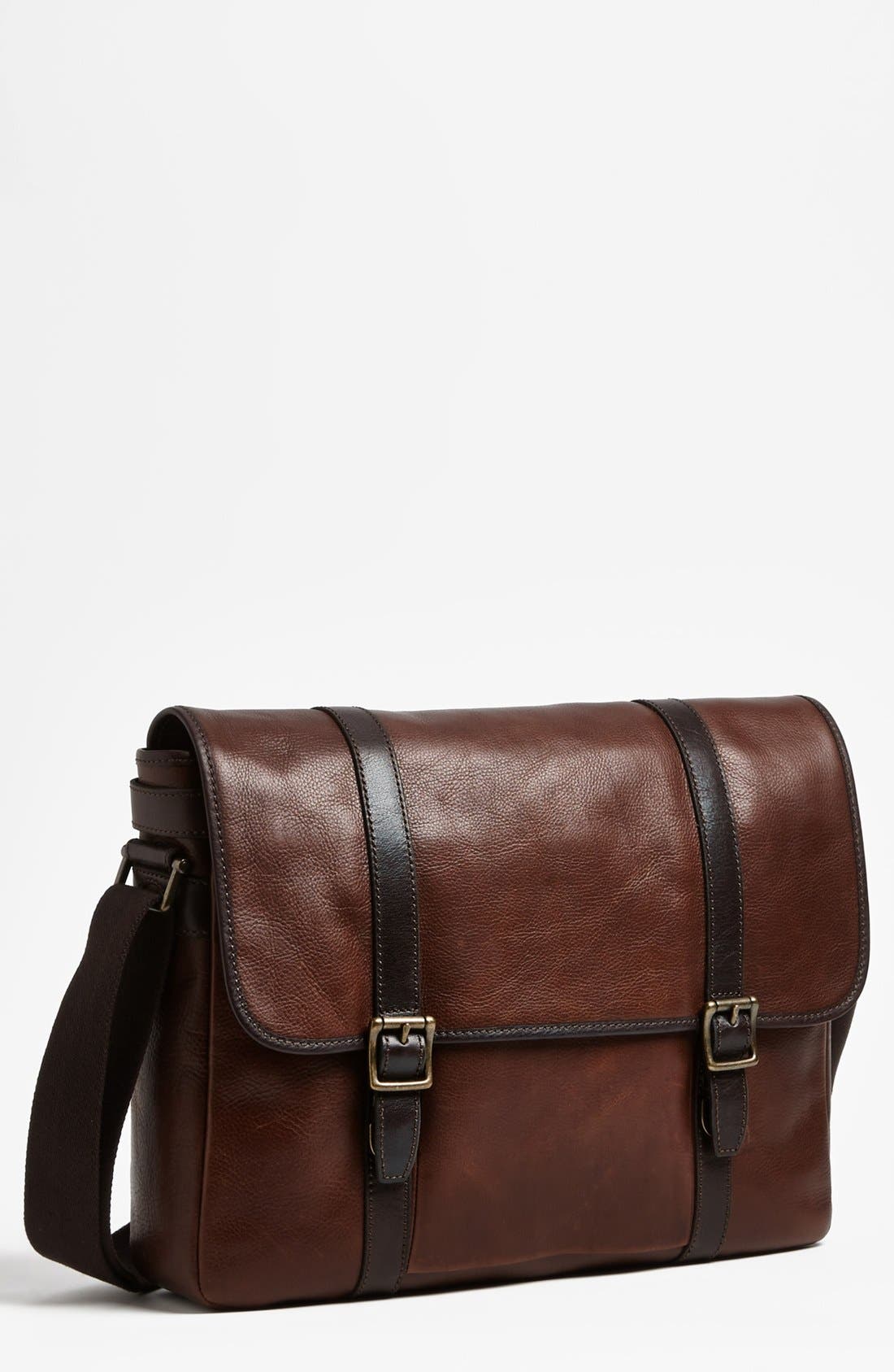 Fossil 'Estate' Leather Messenger Bag, Main, color, 