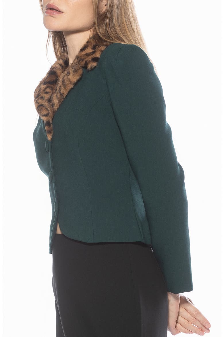 Sabrina Faux Fur Notch Collar Blazer, Alternate, color, EMERALD