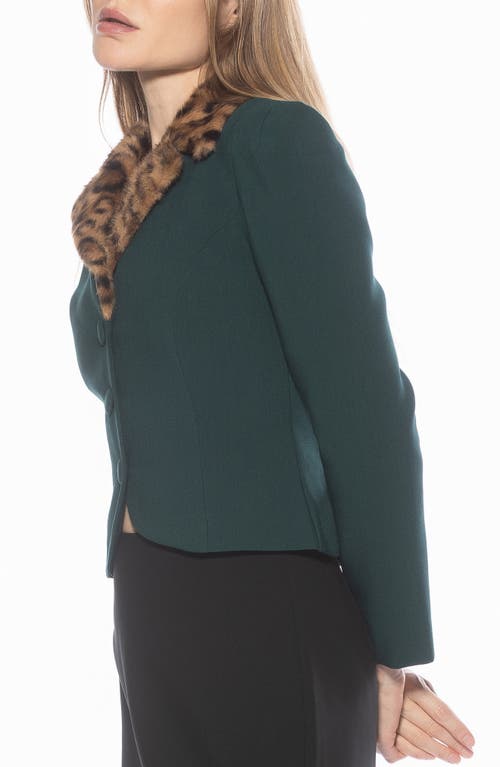 Alexia Admor Sabrina Faux Fur Notch Collar Blazer In Green
