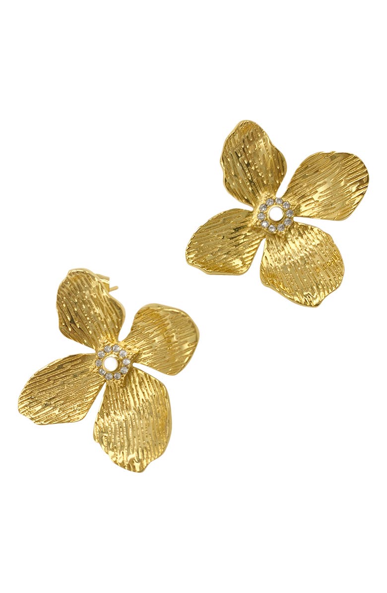 Adornia Faux Pearl Flower Stud Earrings, Main, color, 