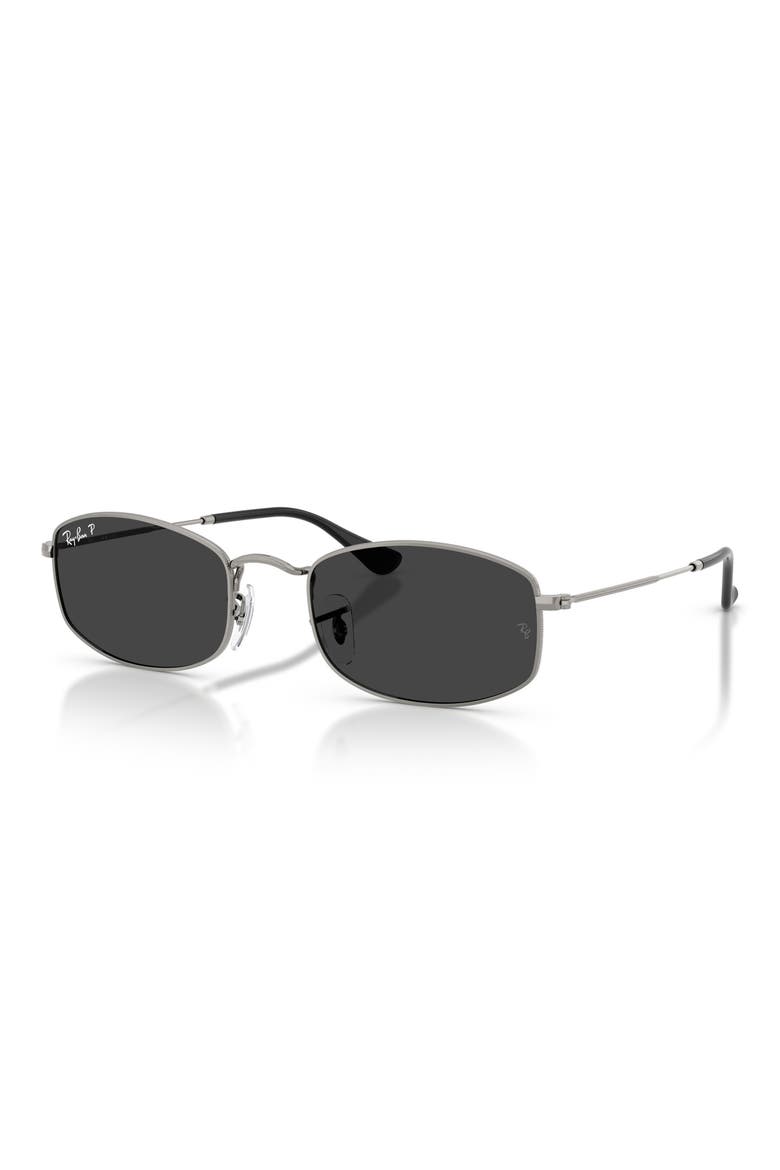 52mm Polarized Irregular Sunglasses, Alternate, color, GUNMETAL / POLAR BLACK