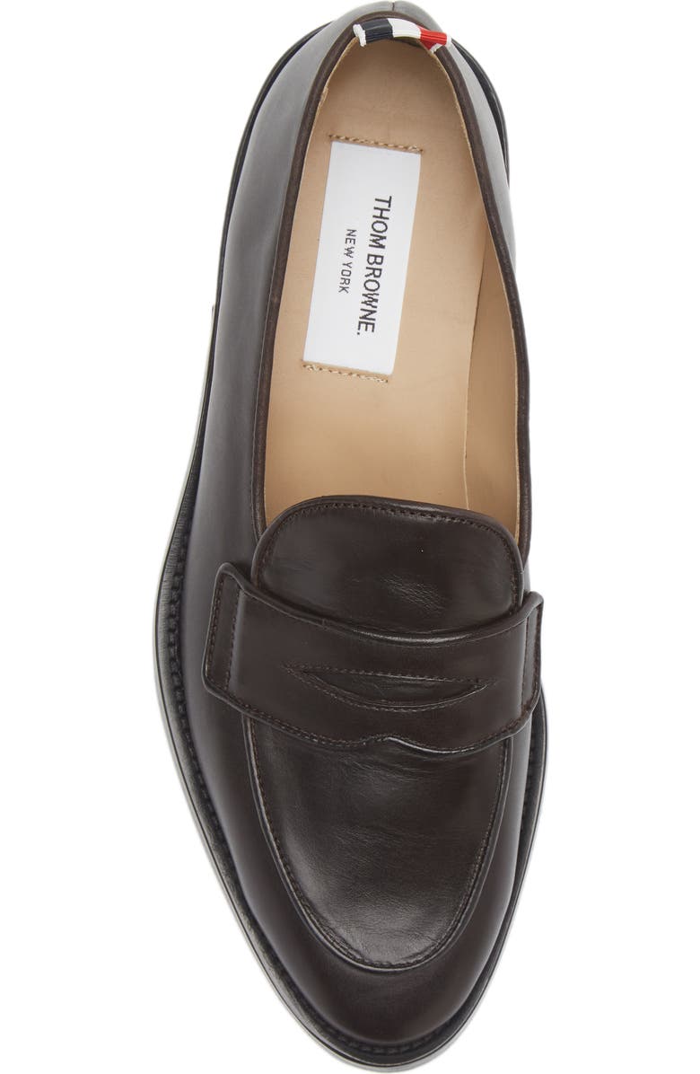 Thom Browne Varsity Penny Loafer, Alternate, color, Dark Brown