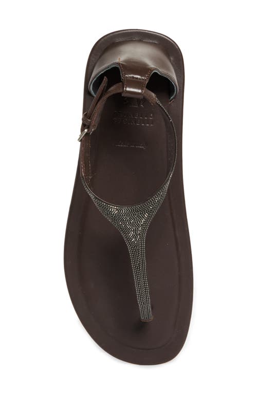 Brunello Cucinelli Monili T-strap Sandal In C8279 Testa Moro