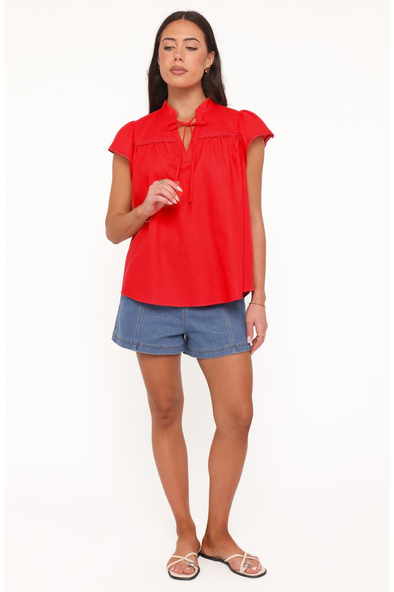 Kylie Flutter Sleeve Top, Alternate, color, RED