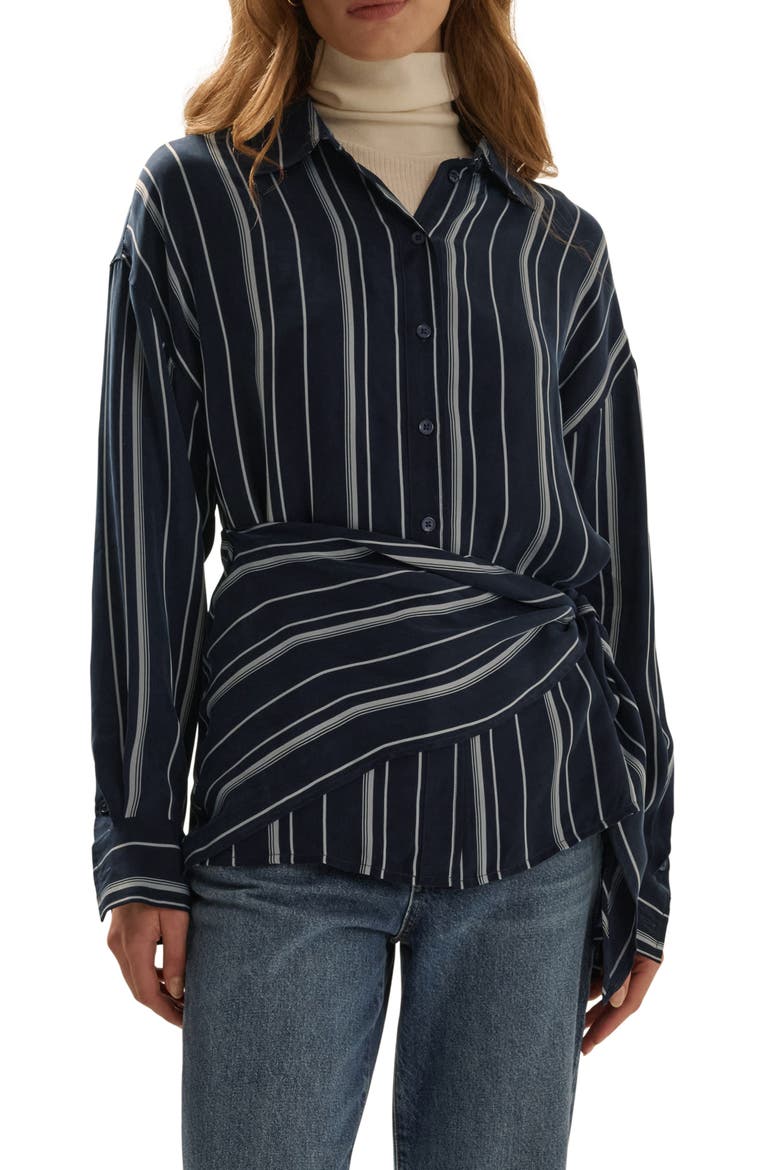 The Positano Striped Shirt, Main, color, MIDNIGHT GREY STRI