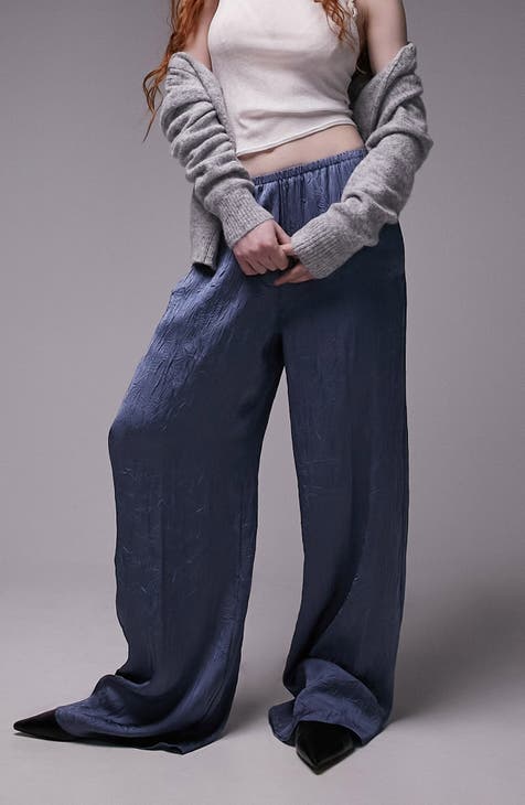 Wide Leg Pull-On Trousers