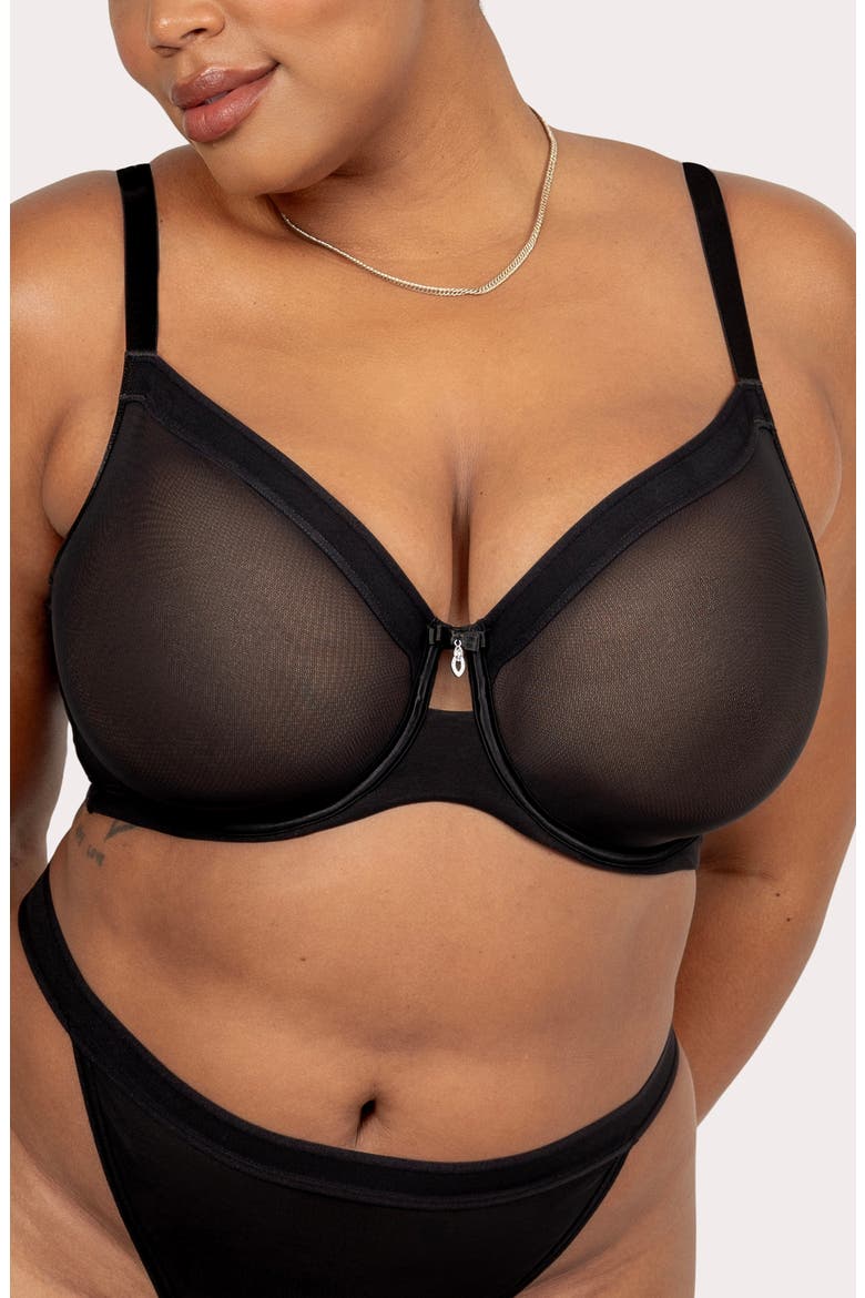 Sheer Mesh Underwire Unlined Bra, Main, color, BLACK