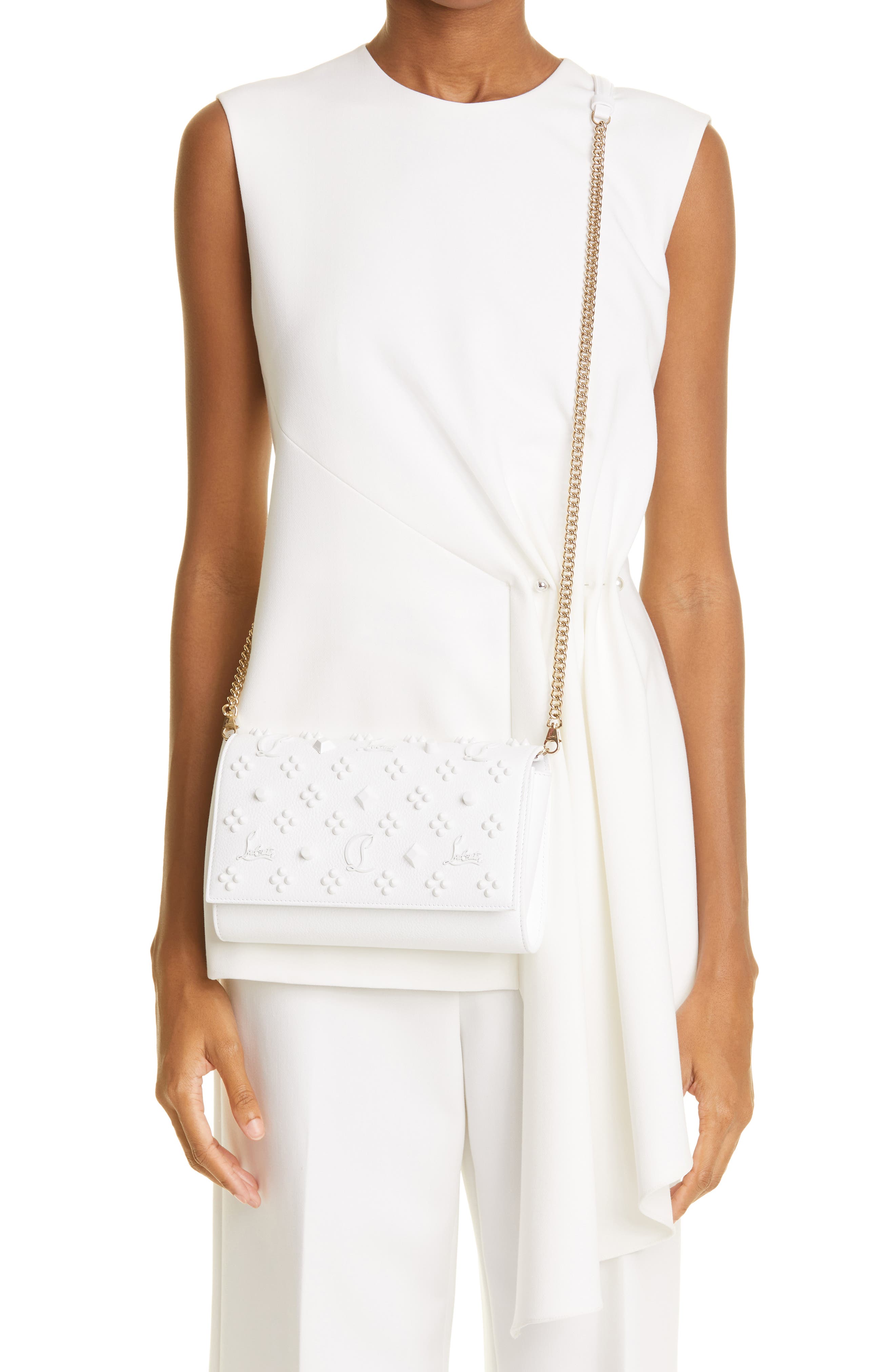 Paloma Empire Calfskin Clutch, Alternate, color, BIANCO/ BIANCO