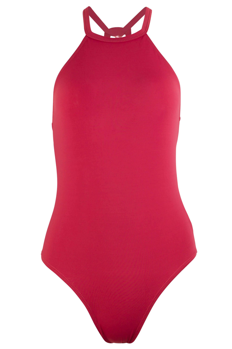 Denise High Neck One Piece Swimsuit, Alternate, color, Terracota Red