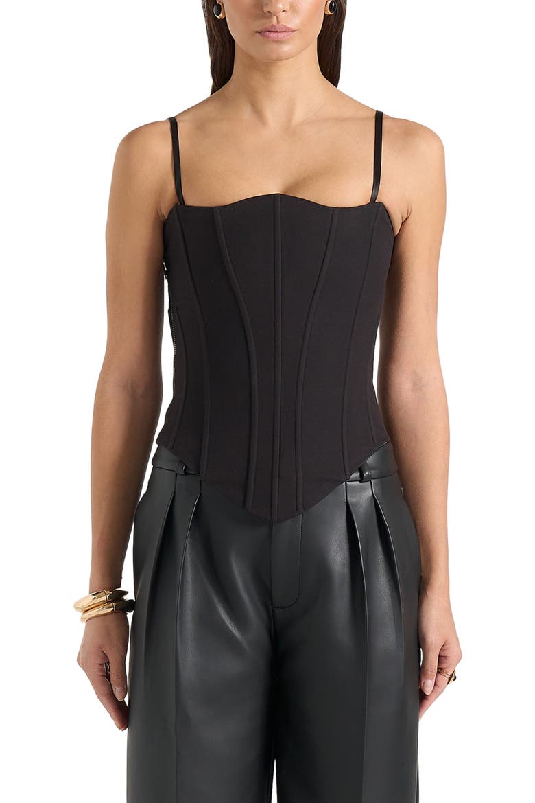 Scarlett Tailored Lace Up Corset, Alternate, color, Black