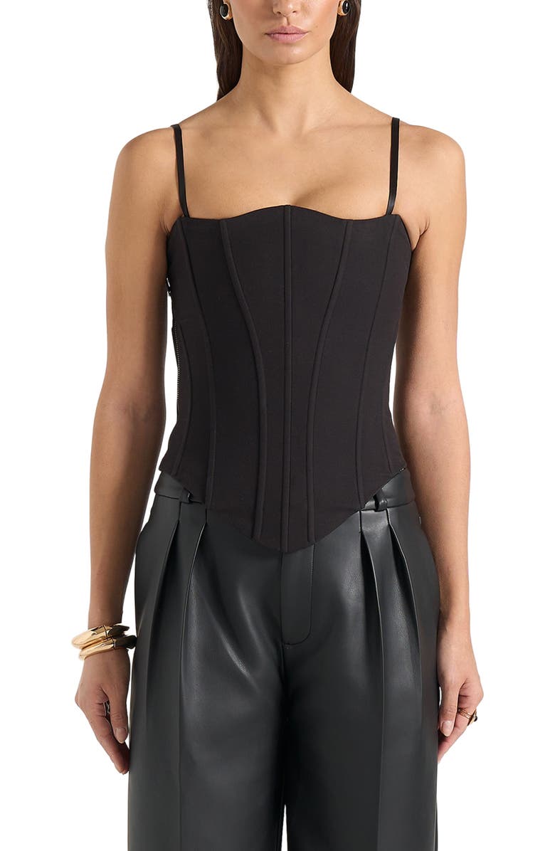 Manière De Voir Scarlett Tailored Lace Up Corset, Alternate, color, Black