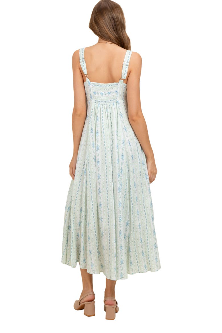 Cotton Floral Square Neck Sleeveless Maxi Dress, Alternate, color, Light Blue