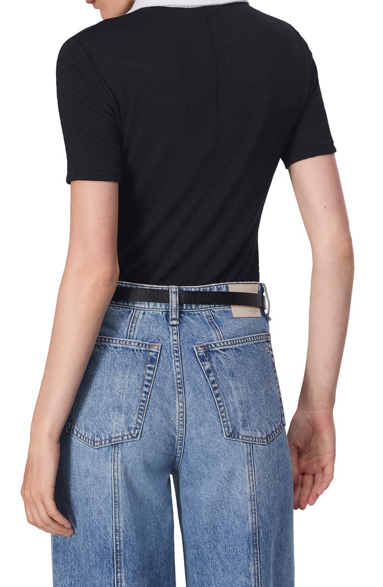 rag & bone The Knit Colorblock Polo, Alternate, color, Black