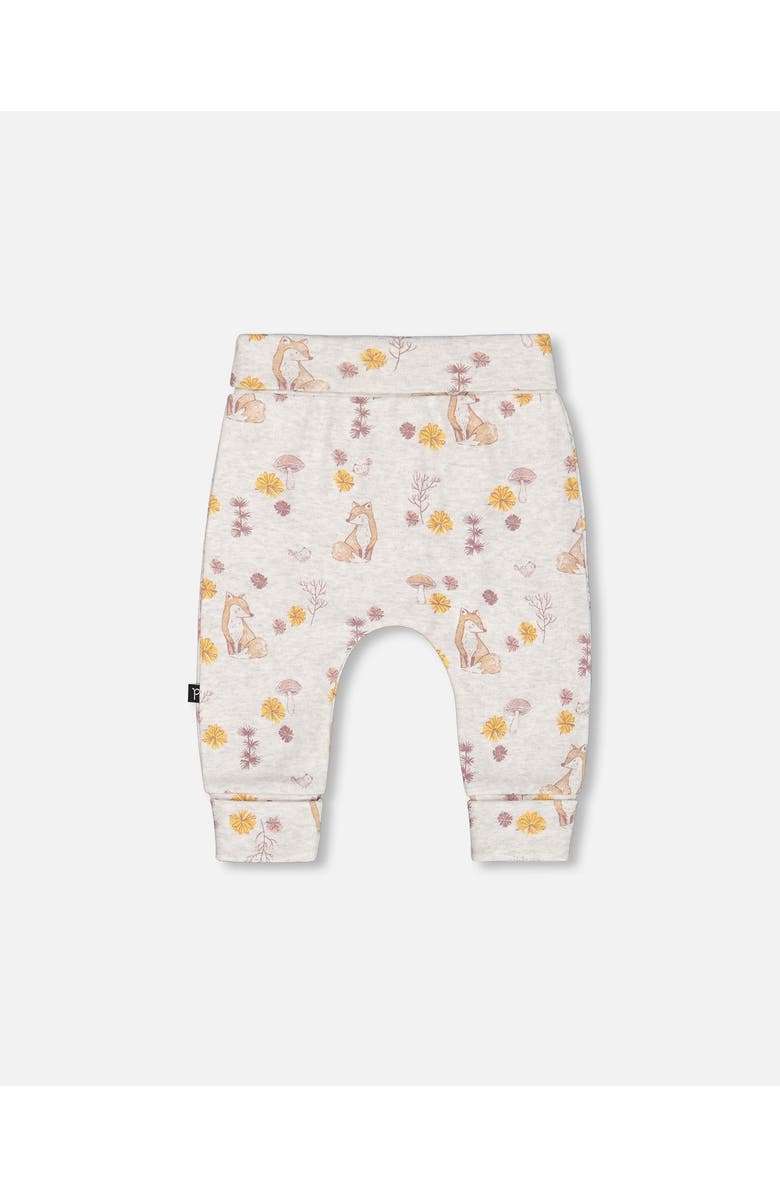 Deux par Deux Baby Girl's Printed Organic Cotton Evolutive Pant Beige Mix With Fox, Main, color, 