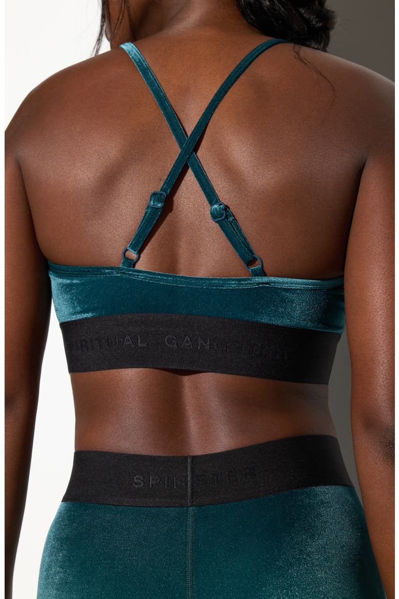 Shiloh Velour Sports Bra, Alternate, color, MIDNIGHT TEAL