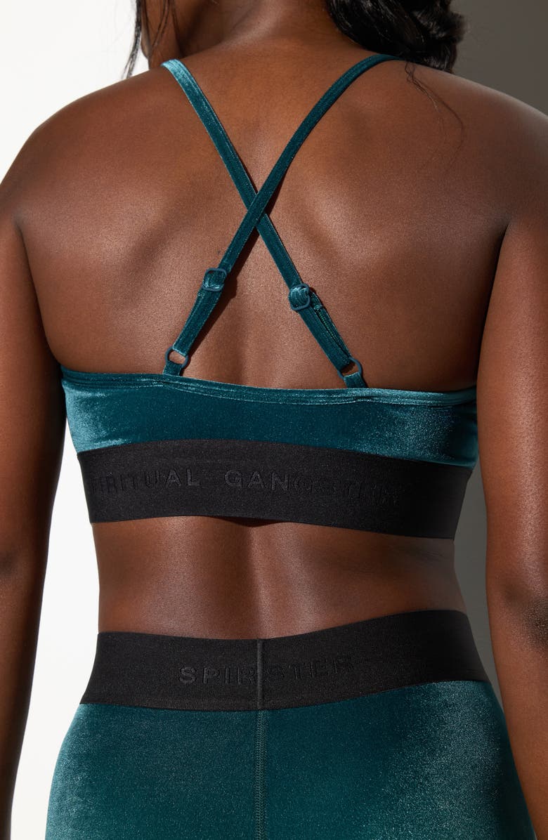 Spiritual Gangster Shiloh Velour Sports Bra, Alternate, color, Midnight Teal