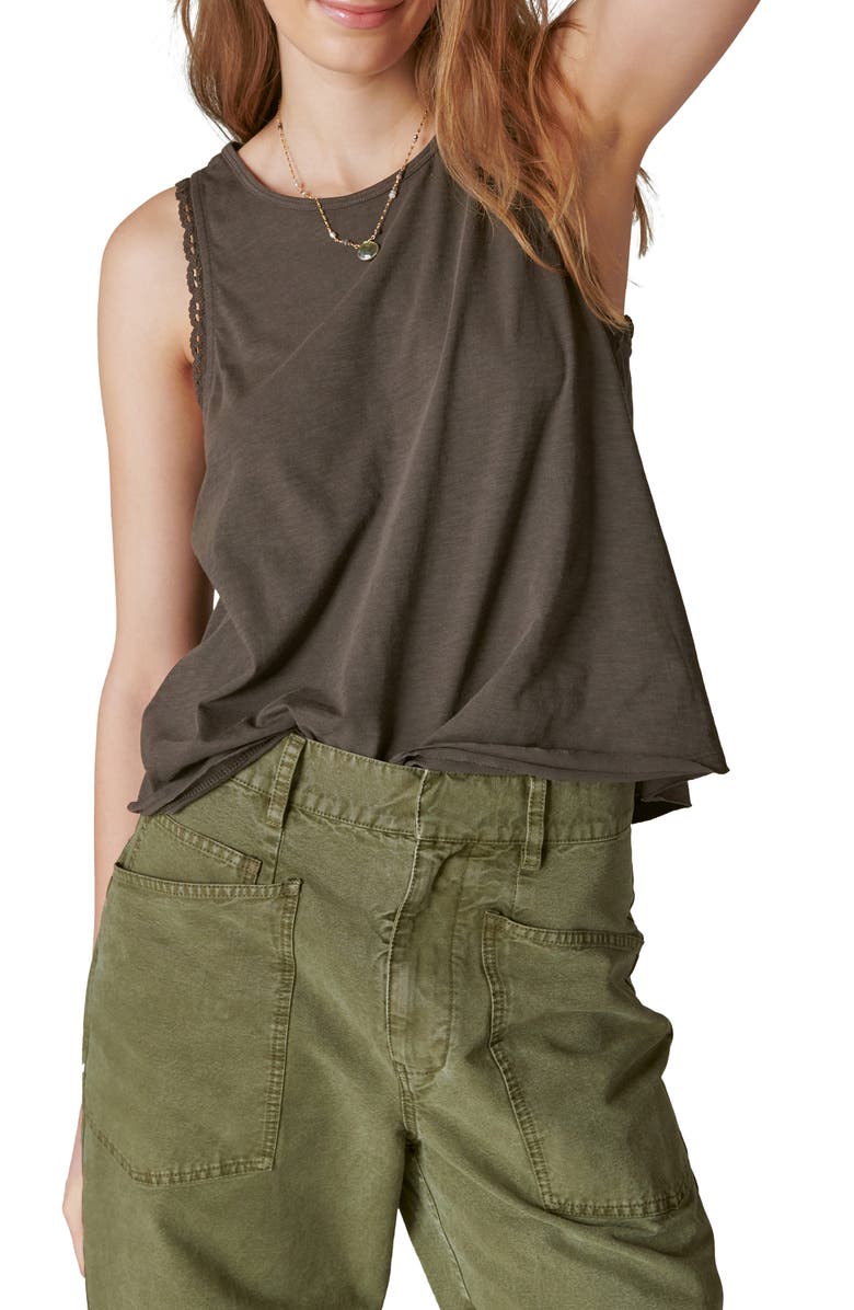 Lucky Brand Lace Trim Swing Tank Top, Main, color, 